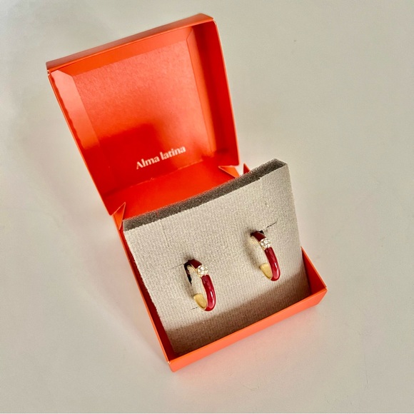 NIB Yanbal Hoop Earrings Argollas Brillo Terra - red enamel - Picture 6 of 12